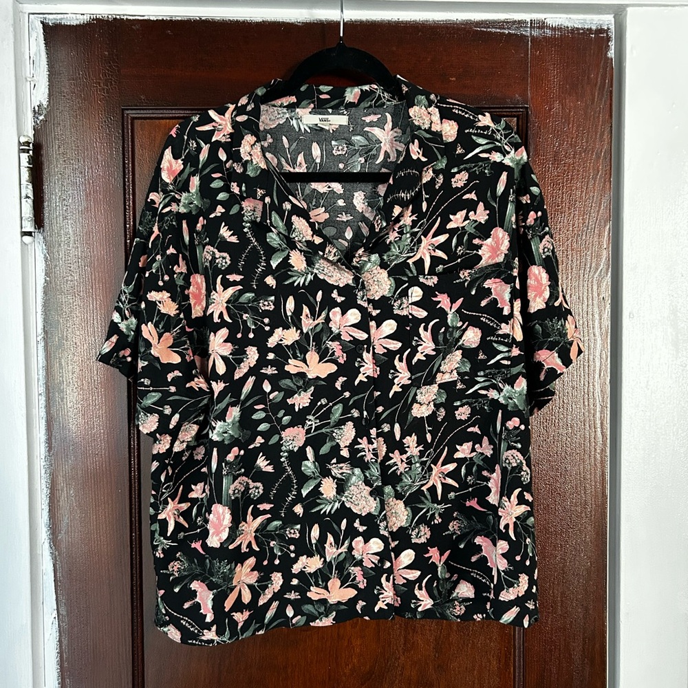 Vans Black Floral Button Down Shirt